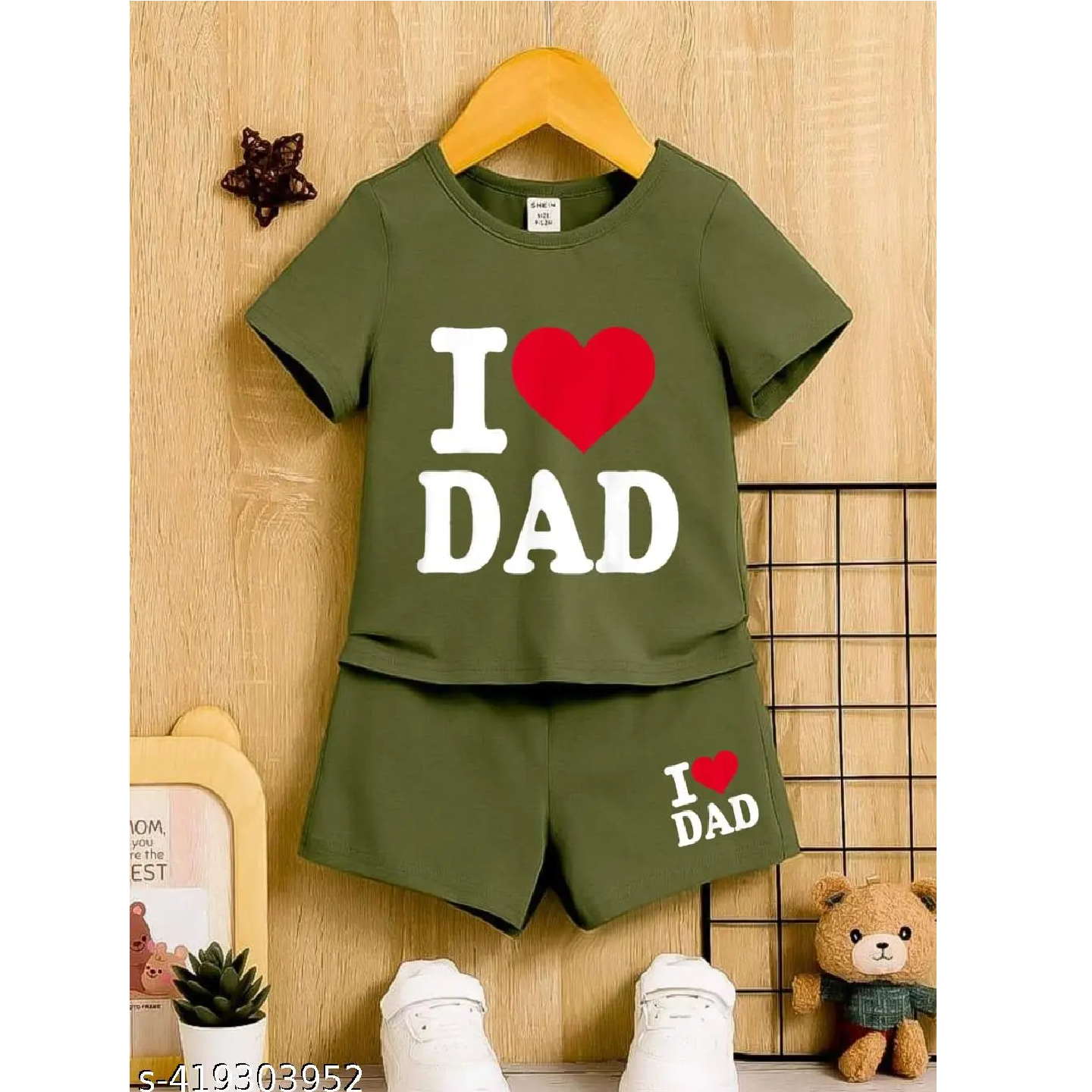 Green Printed Hosiery Cotton T-Shirts & Shorts For Kids