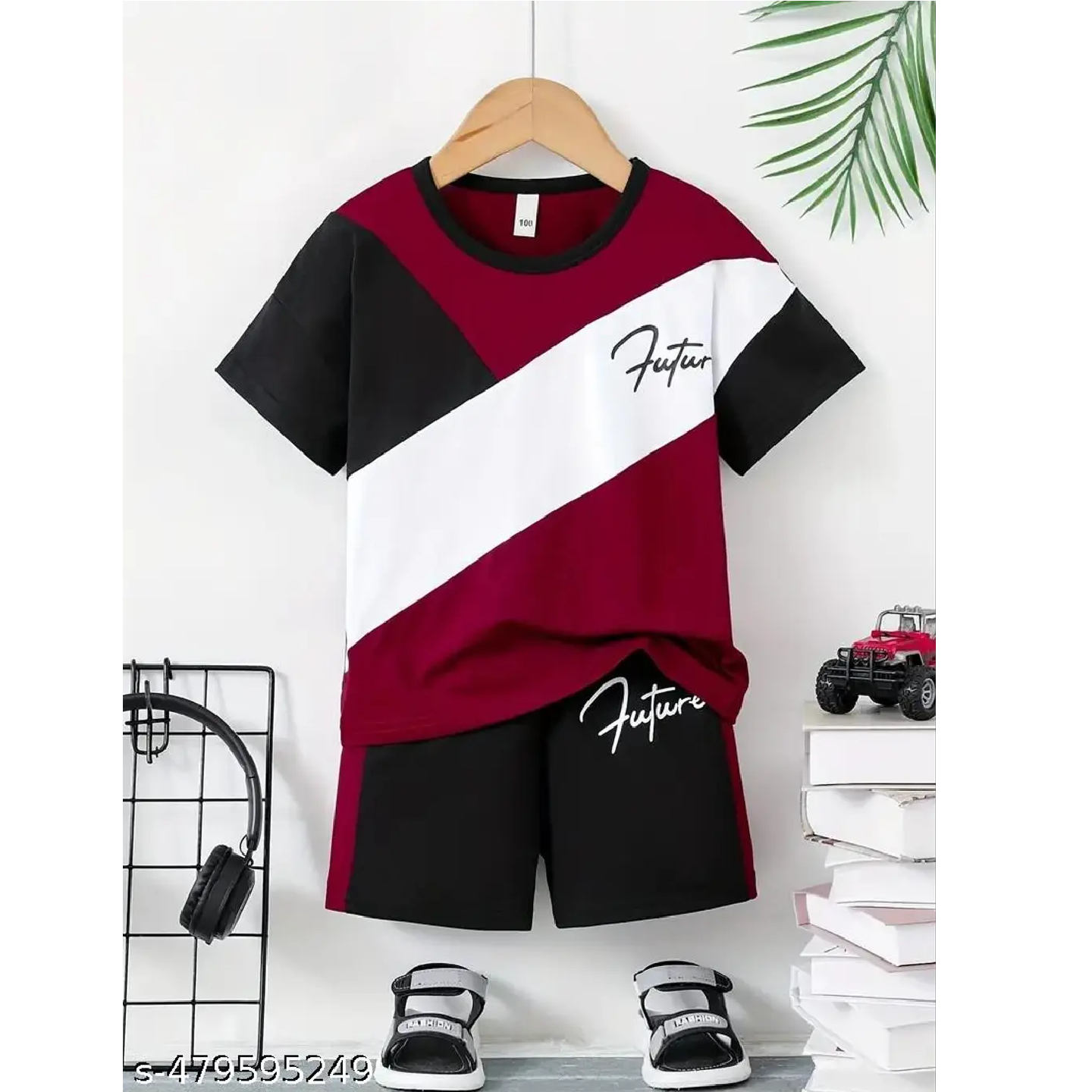 Multicolor Printed Hosiery Cotton T-Shirts & Shorts For Kids