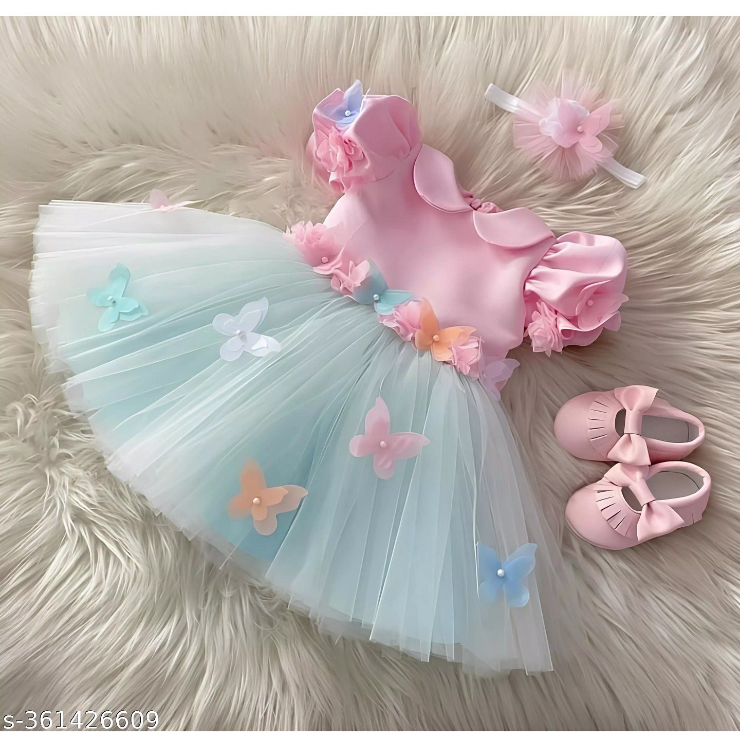 Baby Pink Embellished Net Baby girl frock – Aayaron