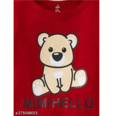 Red Printed Cotton Blend T-Shirts & Shorts For Kids