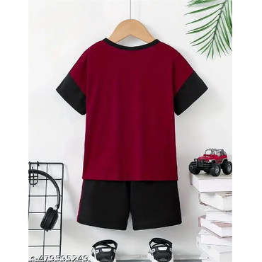 Multicolor Printed Hosiery Cotton T-Shirts & Shorts For Kids