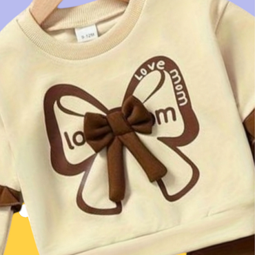 Cream Brown Printed Cotton T-Shirt And Pant For Kids