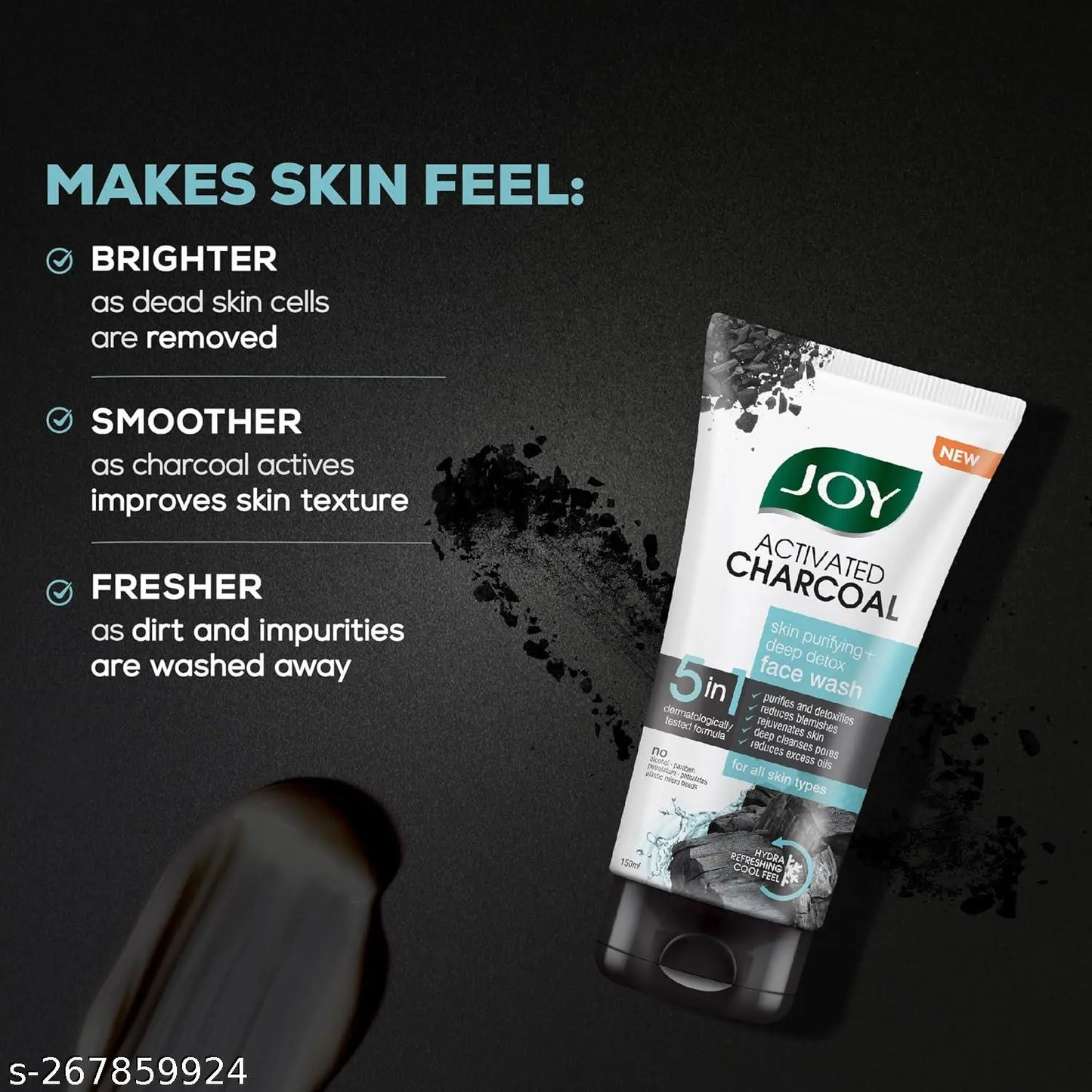 Joy Activated Charcoal Skin Purifying+Deep Detox Face Wash (200 ml)