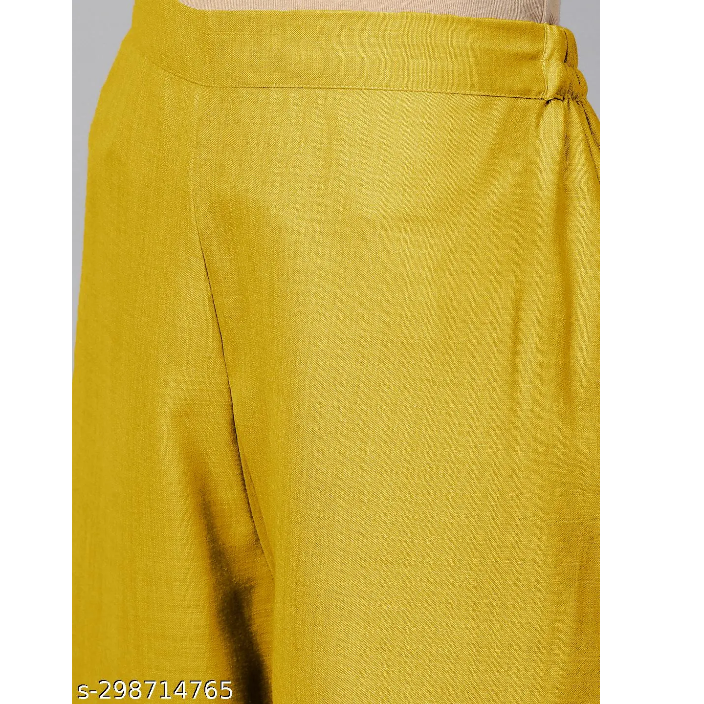 Yellow Solid Cotton Straight Kurta Palazzos Dupatta Set