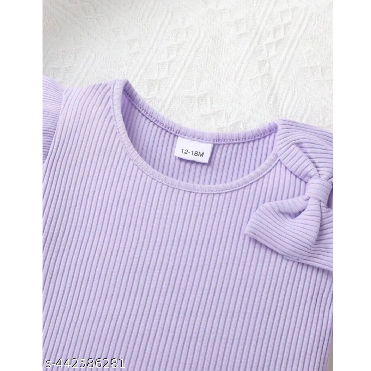 Purple Printed Cotton Top and Skirt Set