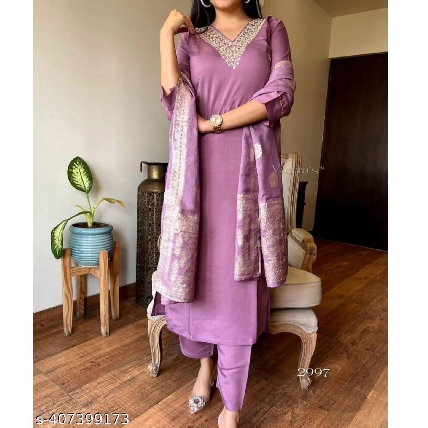 Purple Embroidered Rayon Slub Straight Stitched Kurta Pant Jacquard Dupatta Set
