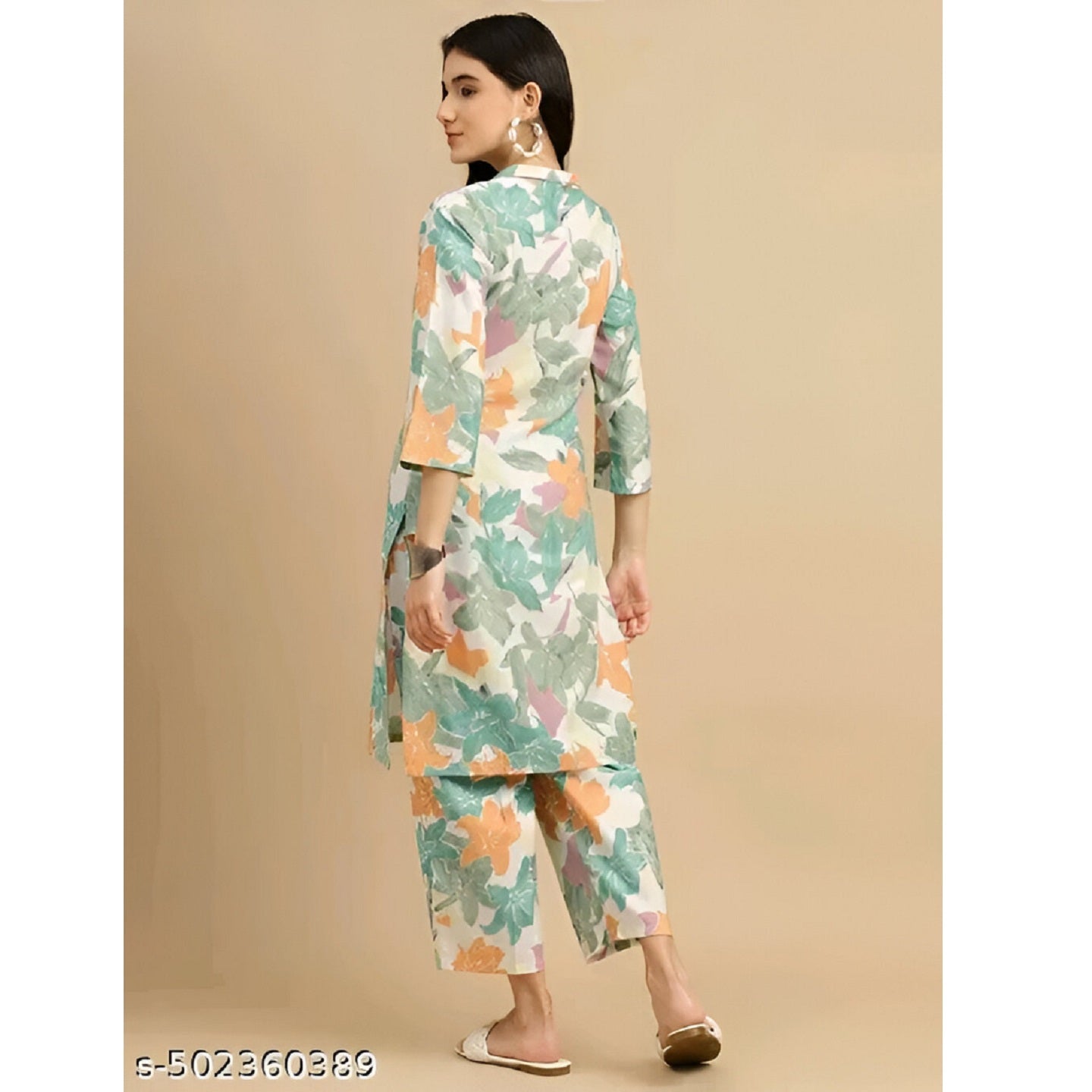 Green Printed Polyster Co-Ords Kurta Set For Women