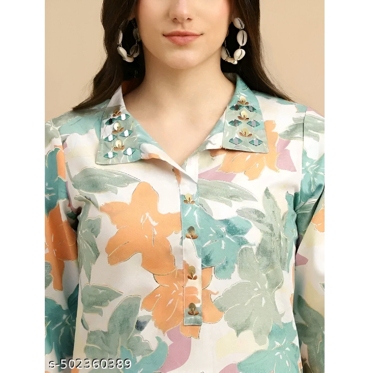 Green Printed Polyster Co-Ords Kurta Set For Women