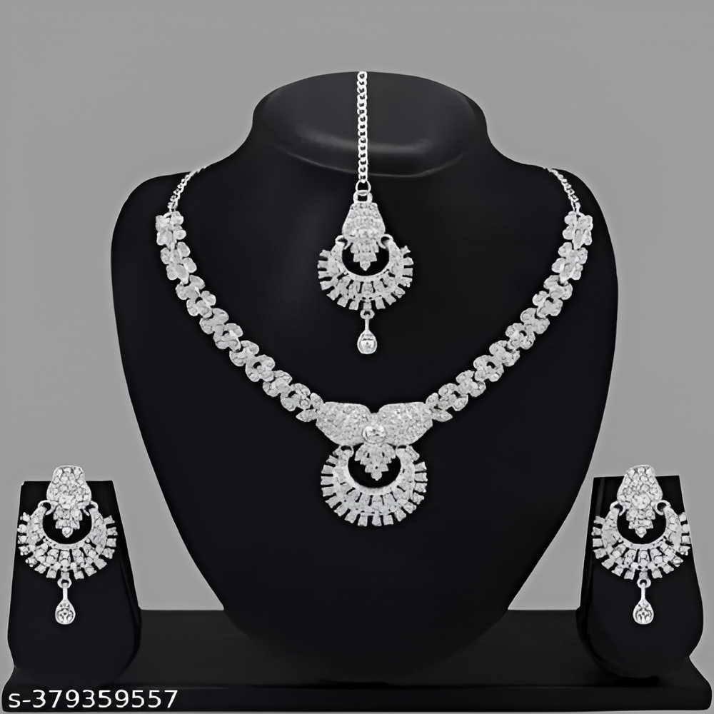 Sterling Silver Plated with White Austrian Diamond Jewellery Set For Women