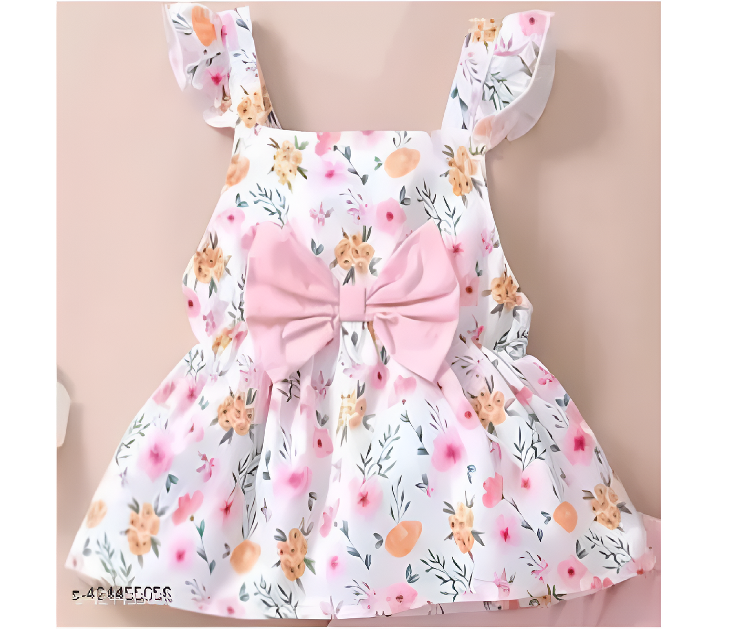 Baby Pink Printed Cotton Baby Girl Dress