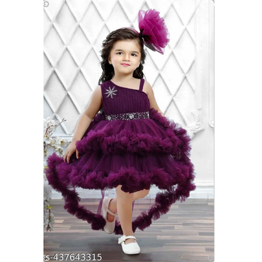 Purple Ruffle Net Girl Frock