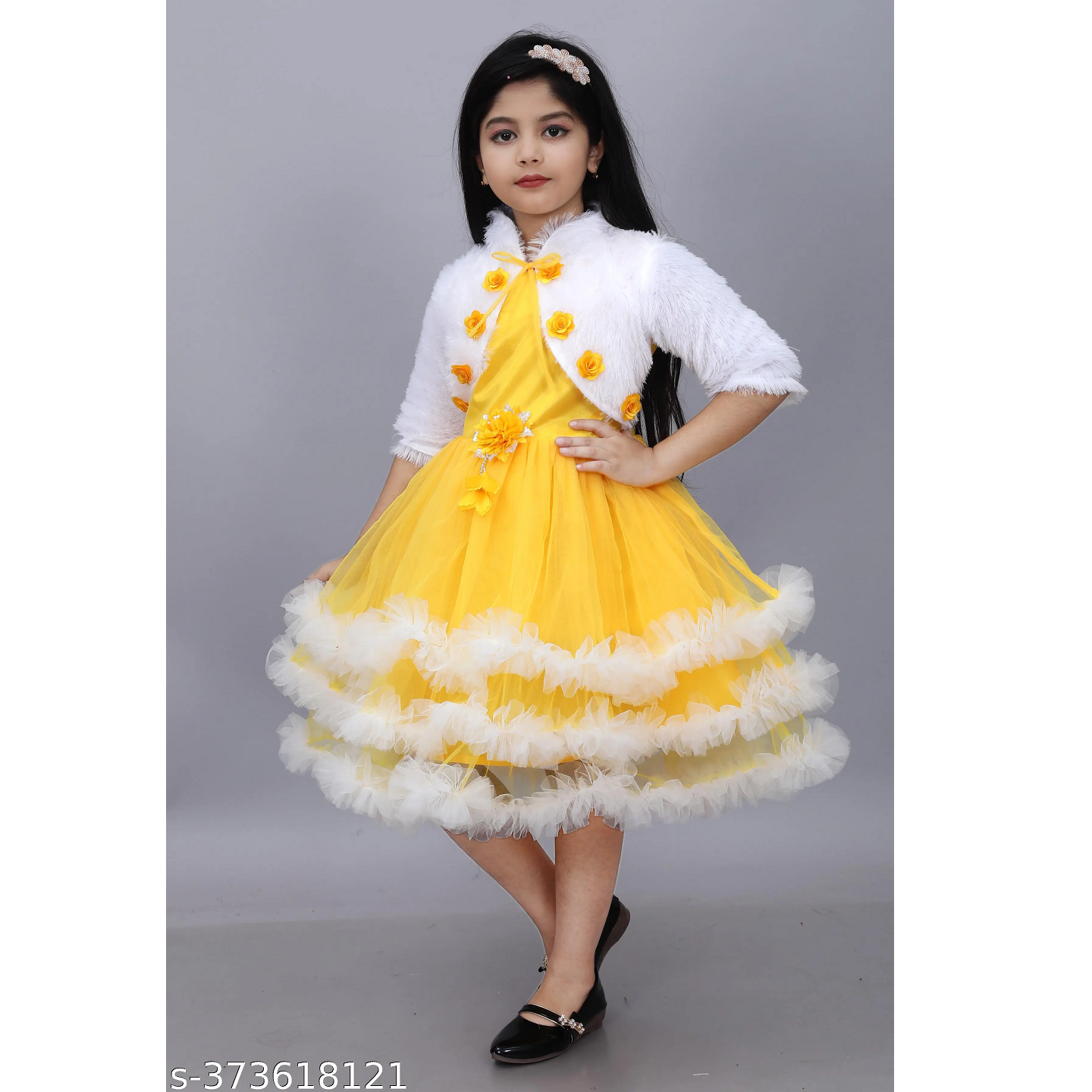 Yellow Ribbon Net Baby Girl Frock