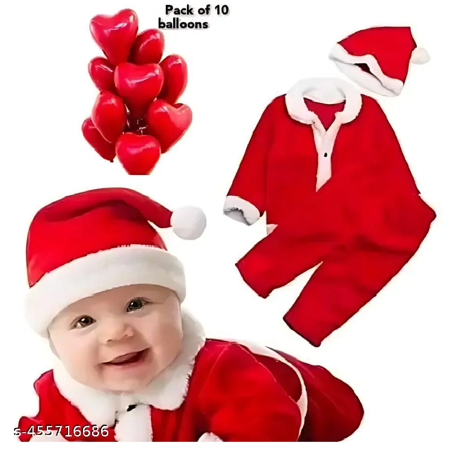 Red Plain Cotton Christmas Dress For kids