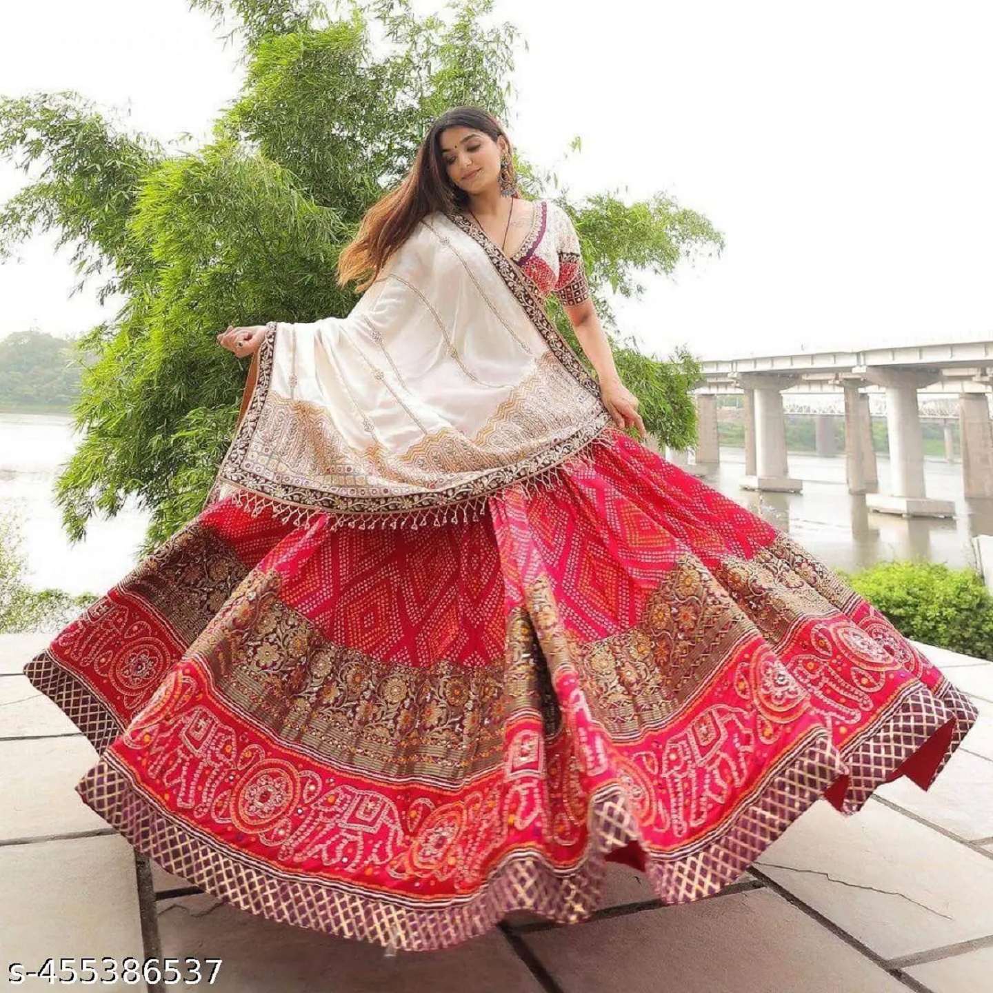 Red Ethnic Motif Dola Silk Red lehenga Choli