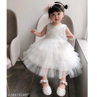 White Ruffle Net Girls Party Dresses