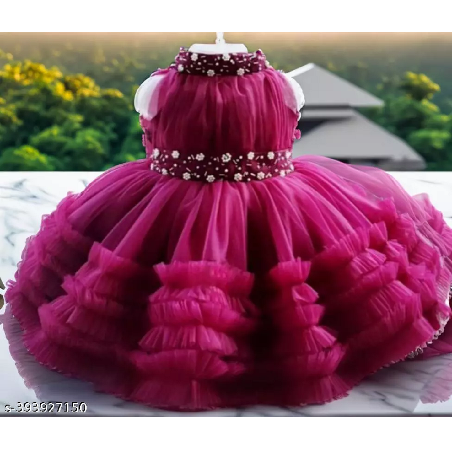 Pink Ruffle Net Girl Frock