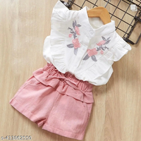 White Pink Embroidered Cotton Polyester Girls Dresses