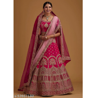 Pink Embroidered Art Silk Heavy Work Lehenga Choli