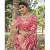 Pink Printed Dola Silk Traditional Saree With Blouse