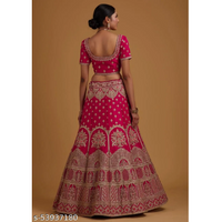 Pink Embroidered Art Silk Heavy Work Lehenga Choli