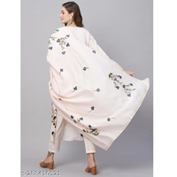 White Viscose Rayon Printed Straight Kurta Pand Dupatta Set