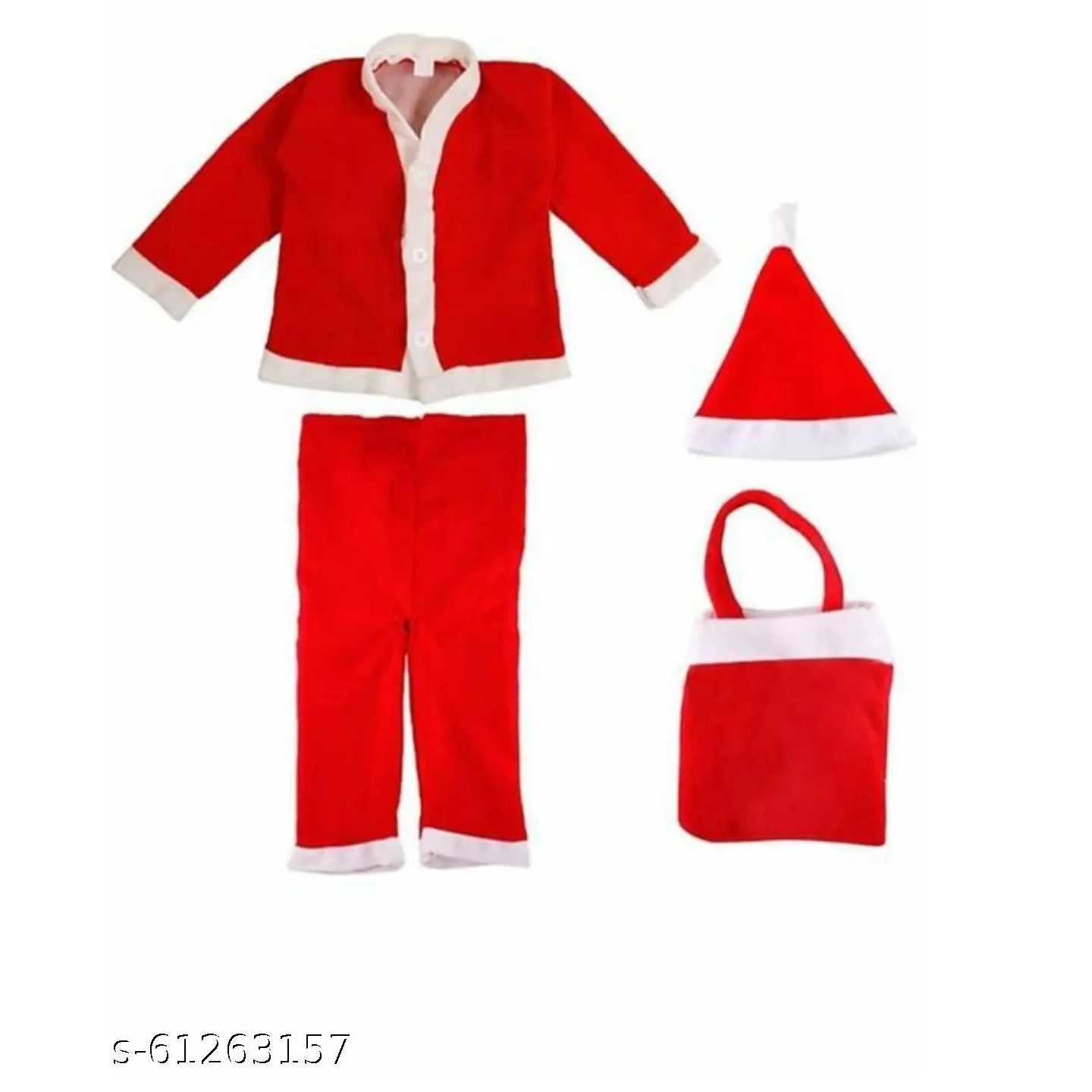 Red Solid Cotton Blend Christmas Dress For Kids