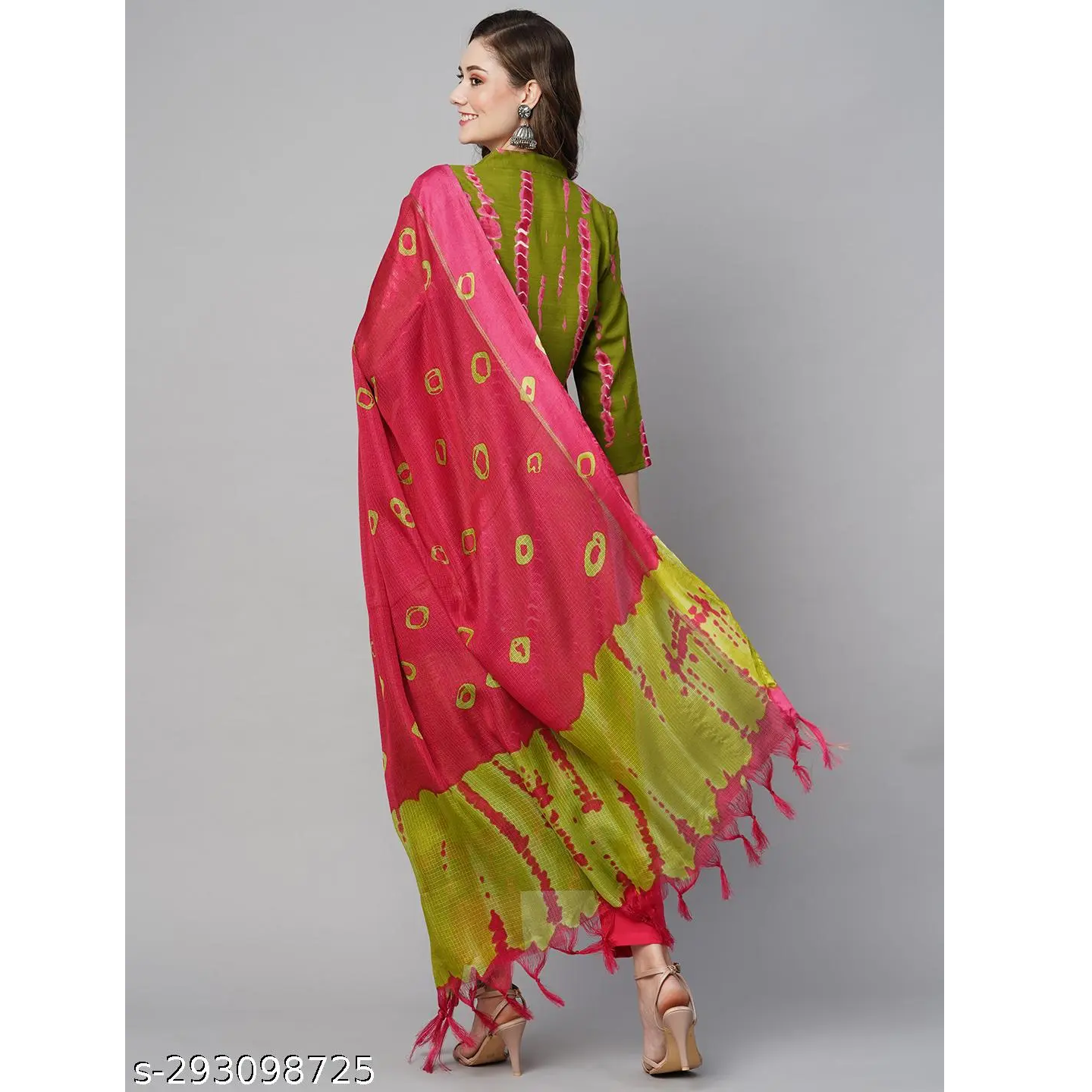 Green Printed Cotton Blend Straight Kurta Pant Dupatta Set