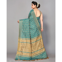 Green Woven Cotton Jacquard Saree With Blouse