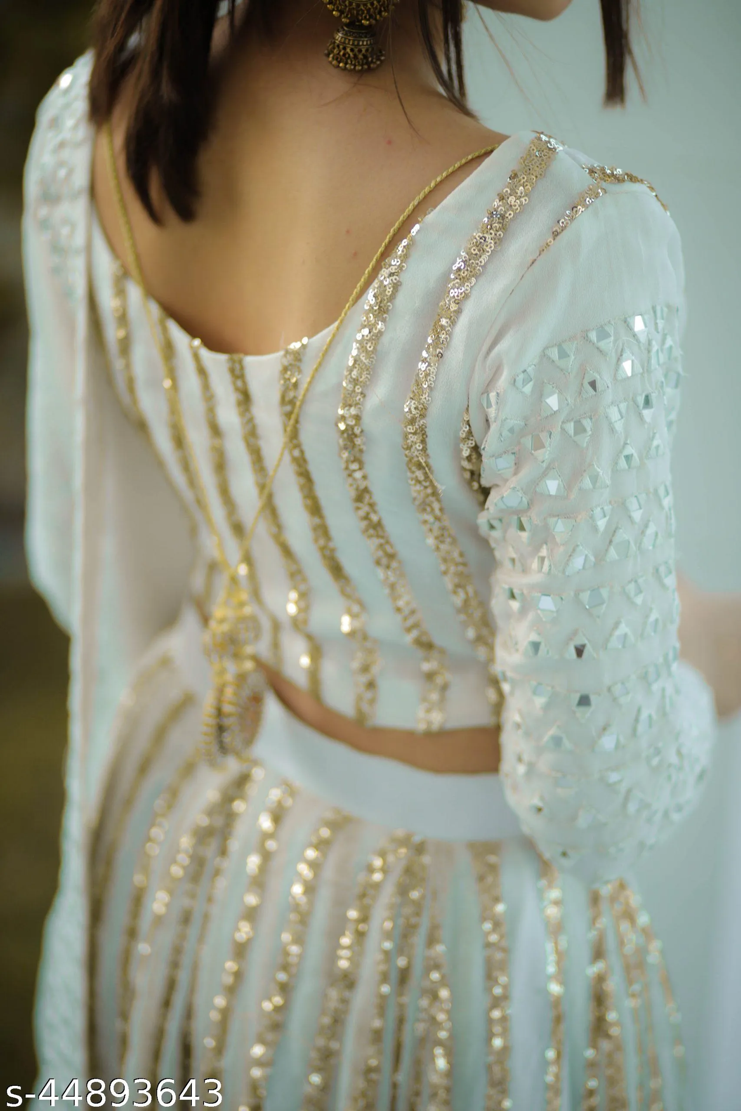 White Embellished Georgette Lehenga Choli