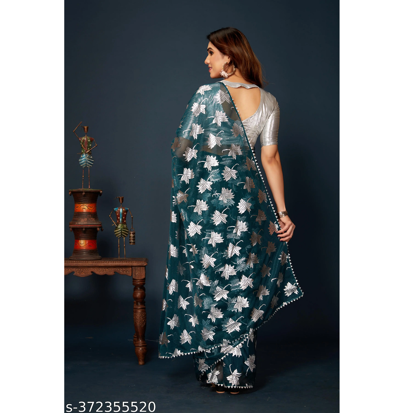 Blue Foil Printed Chiffon Bollywood Saree With Blouse