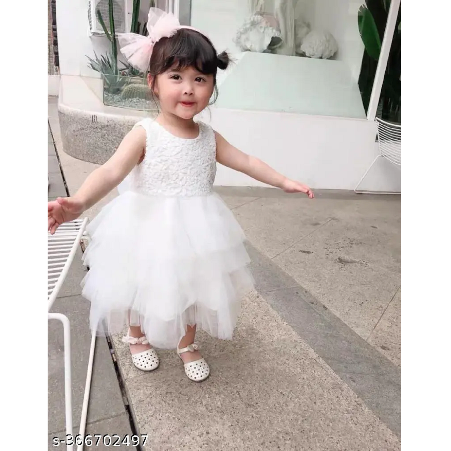 White Ruffle Net Girls Party Dresses