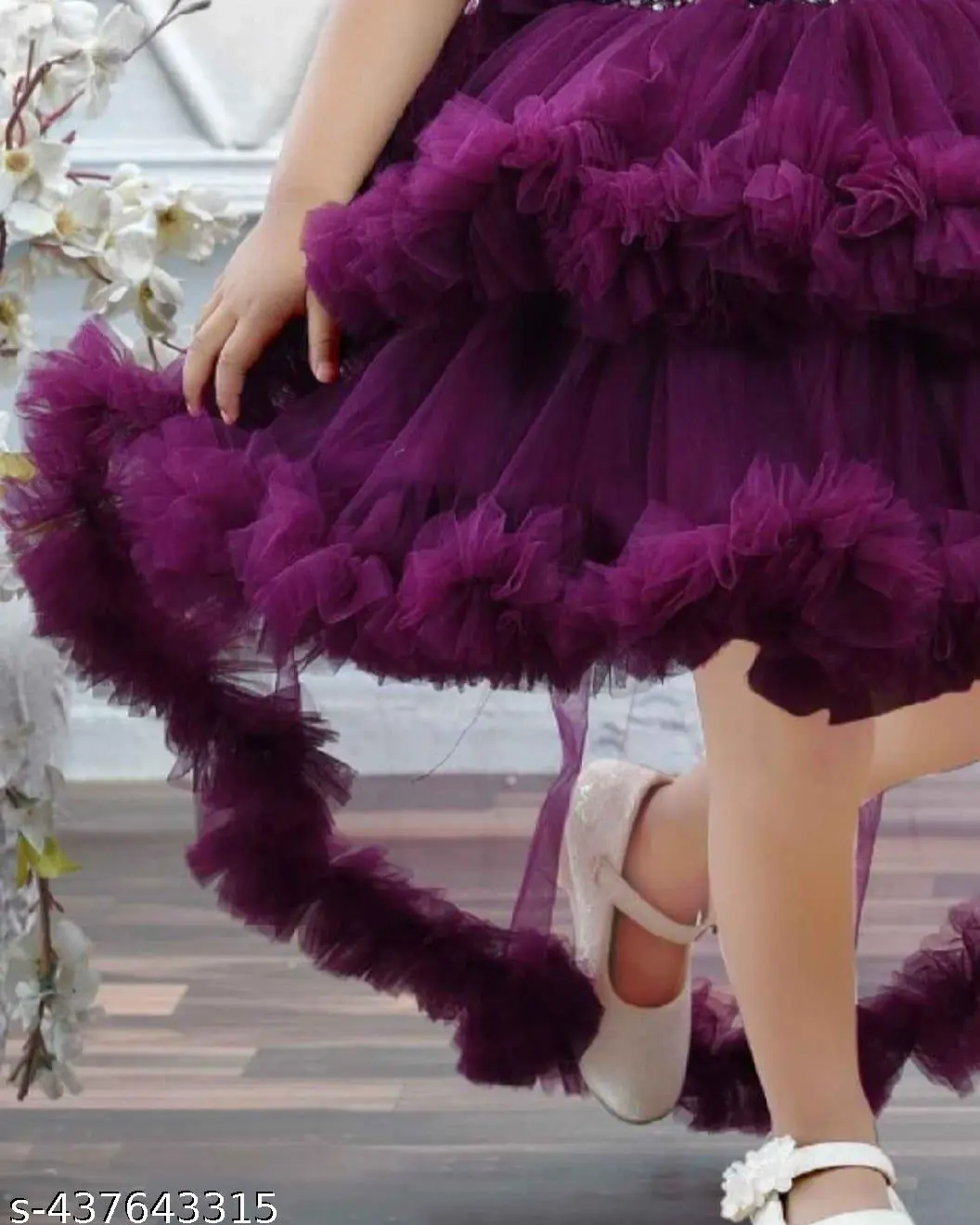 Purple Ruffle Net Girl Frock