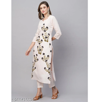 White Viscose Rayon Printed Straight Kurta Pand Dupatta Set