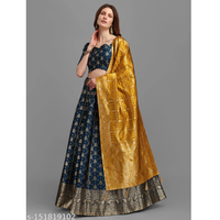 Blue Woven Jacquard Lehenga Choli