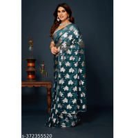 Blue Foil Printed Chiffon Bollywood Saree With Blouse