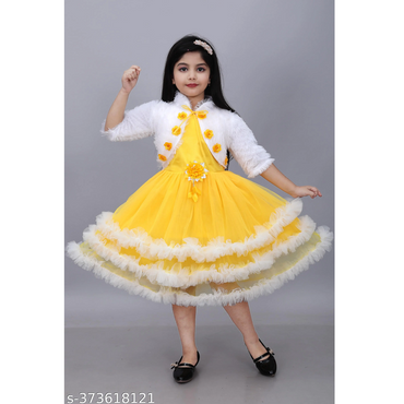 Yellow Ribbon Net Baby Girl Frock