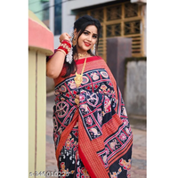 Blue Printed Cotton Sambalpuri Saree Without Blouse