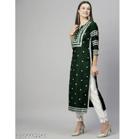 Green Chikankari Cotton Blend Straight Kurta Set For Women