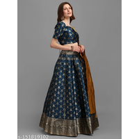 Blue Woven Jacquard Lehenga Choli