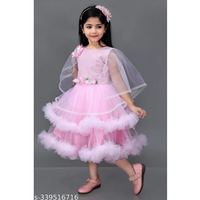 Baby Pink Embellished Net Girl Frock