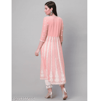 Baby Pink Chikankari Georgette Anarkali Kurta Pant Set