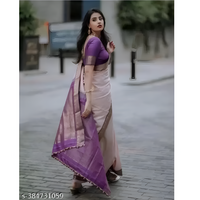 Purple Solid Banarasi Silk Saree Wtih Blouse